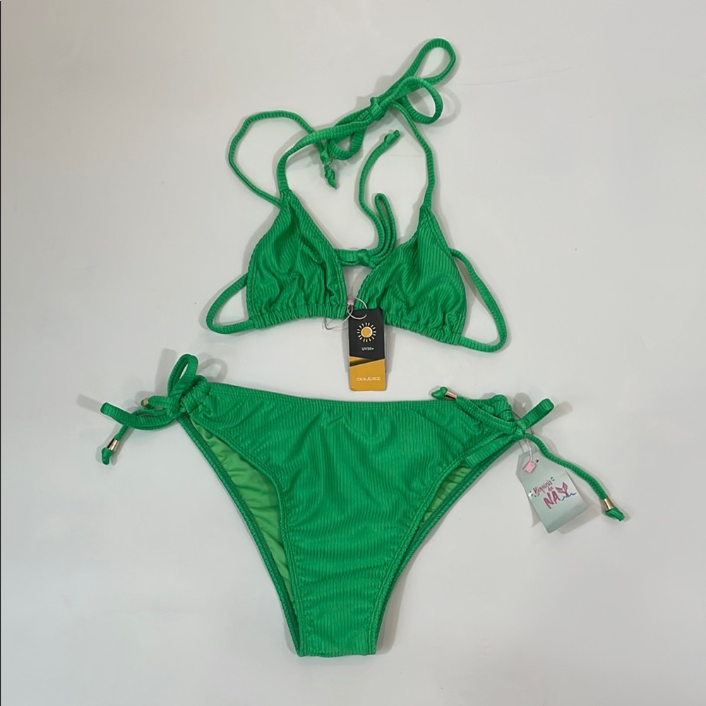 NWT Kelly Green Bikini Bikinis Da Nay Triangle Top High Rise Bottom